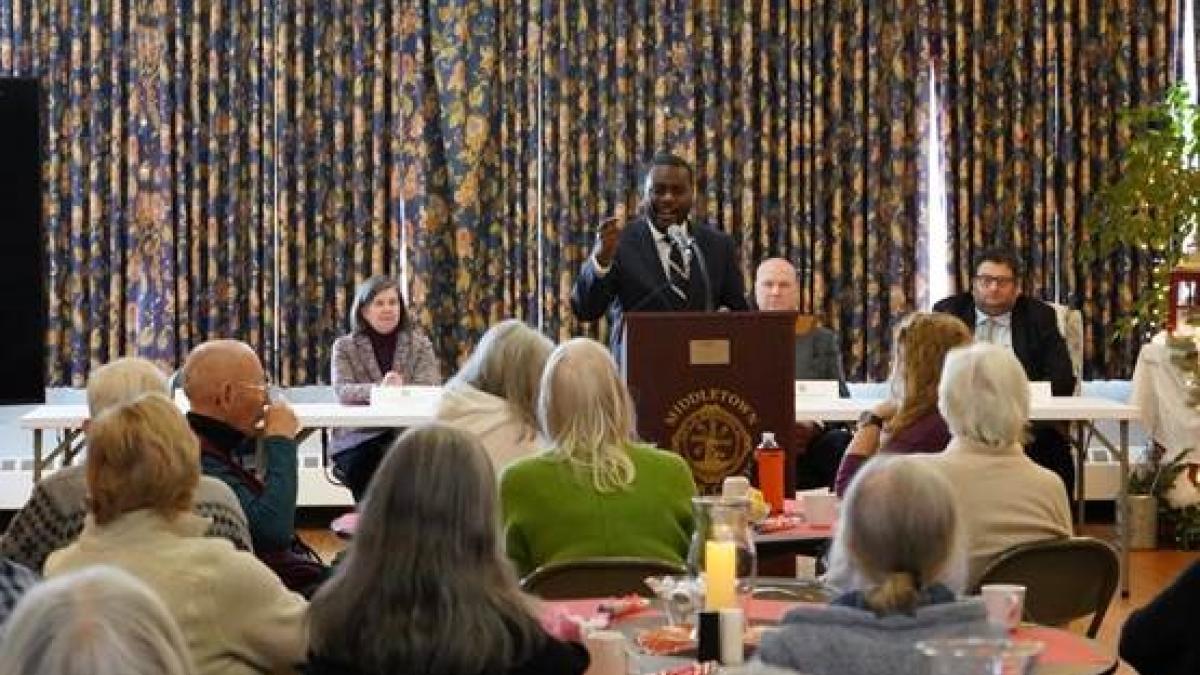 Congressman Amo delivers remarks at his senior fraud roundtable at Middletown Senior Center