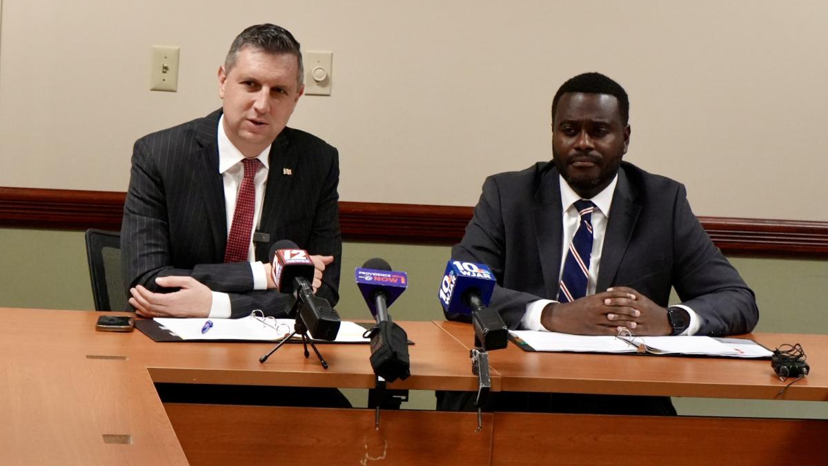 Representatives Amo and Magaziner speak to local health care providers and the Rhode Island Health Center Association