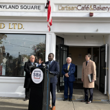  Congressman Gabe Amo joined Small Business Administration District Director Mark Hayward, U.S. Sen. Jack Reed and Providence Mayor Brett Smiley on a tour of Wayland Square shops on Nov. 21 , 2023, to promote the upcoming Small Business Saturday. (Courtesy of Rep. Gabe Amo’s X account)
