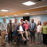 Congressman Gabe Amo with participants of today’s AI roundtable discussion at Smithfield High School