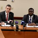 Representatives Amo and Magaziner speak to local health care providers and the Rhode Island Health Center Association