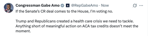 Amo Statement on Senate Deal that Fails to Address the Republican Health Care Crisis